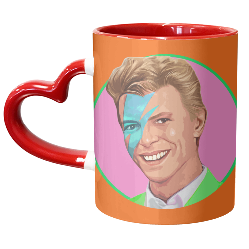 David on orange - unique mug by DOLLY WOLFE