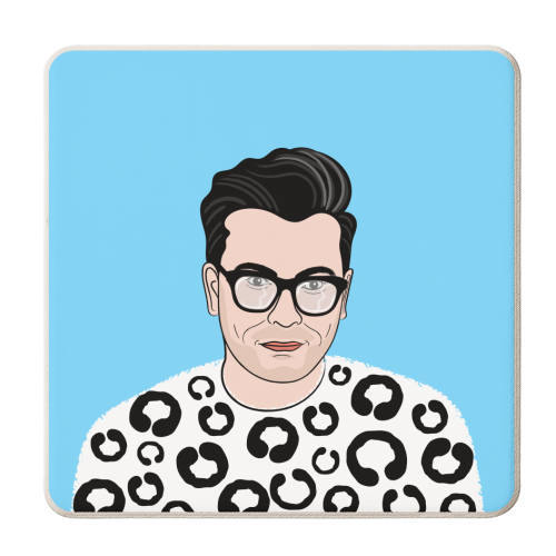 David Rose Portrait (blue version) - personalised beer coaster by Adam Regester