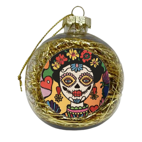 Day of The Dead Rosa - xmas bauble by FunkyAdi.com