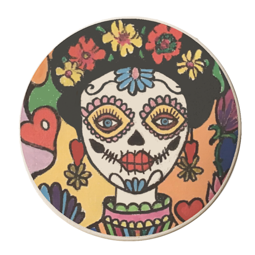 Day of The Dead Rosa - personalised beer coaster by FunkyAdi.com
