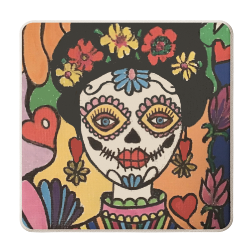 Day of The Dead Rosa - personalised beer coaster by FunkyAdi.com