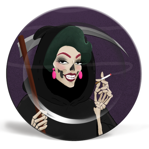 Death in Drag - ceramic dinner plate by The Queer Store