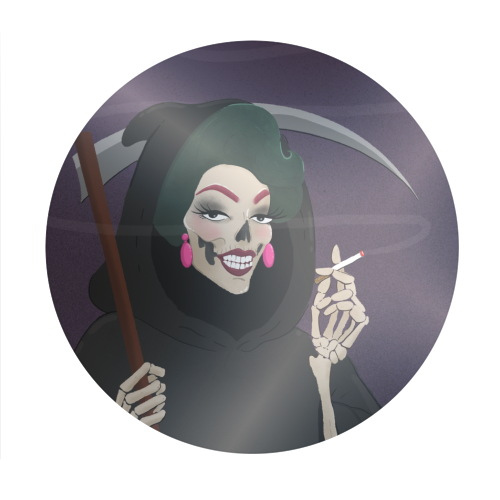 Death in Drag - Circle Sticker by The Queer Store