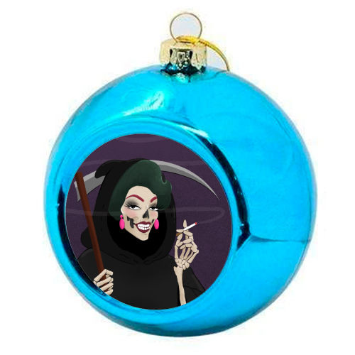 Death in Drag - colourful christmas bauble by The Queer Store