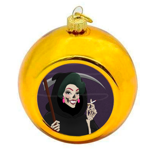 Death in Drag - colourful christmas bauble by The Queer Store