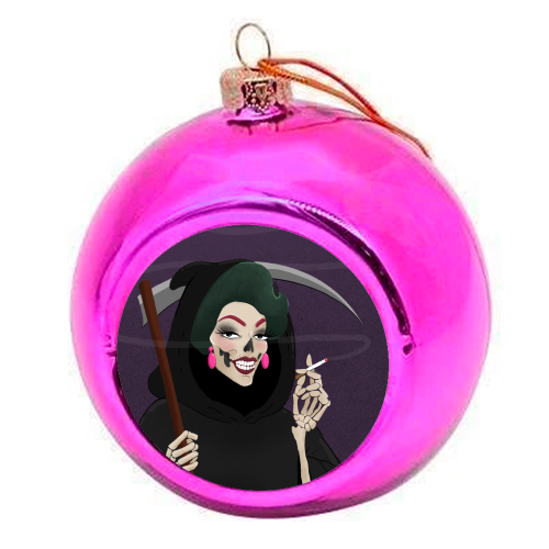 Death in Drag - colourful christmas bauble by The Queer Store