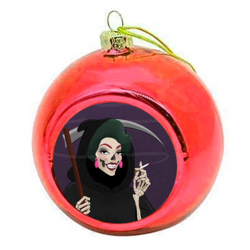 Death in Drag - colourful christmas bauble by The Queer Store