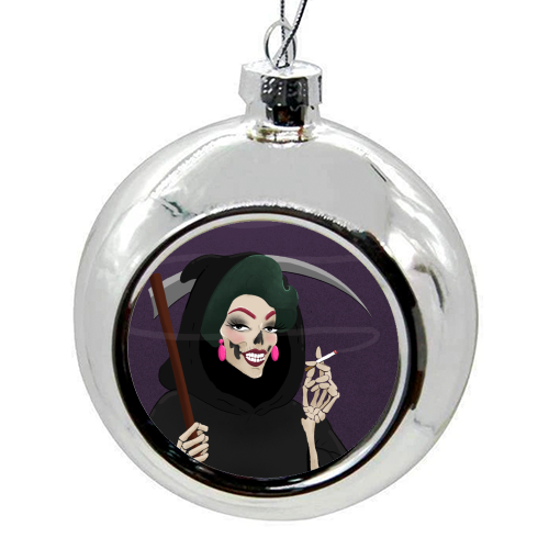 Death in Drag - colourful christmas bauble by The Queer Store