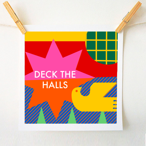 Deck the Halls Geometric Christmas Design - A1 - A4 art print by AbiGoLucky