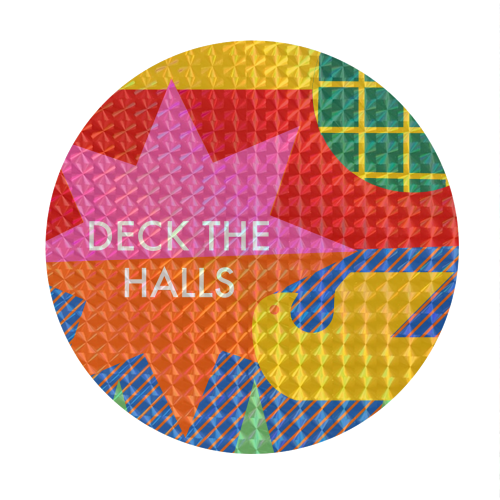 Deck the Halls Geometric Christmas Design - Circle Sticker by AbiGoLucky