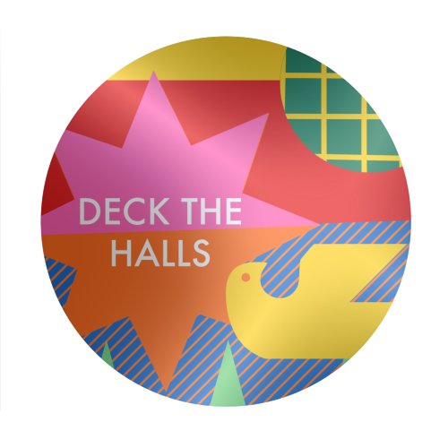 Deck the Halls Geometric Christmas Design - Circle Sticker by AbiGoLucky