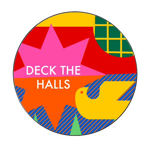 Deck the Halls Geometric Christmas Design - Circle Sticker by AbiGoLucky