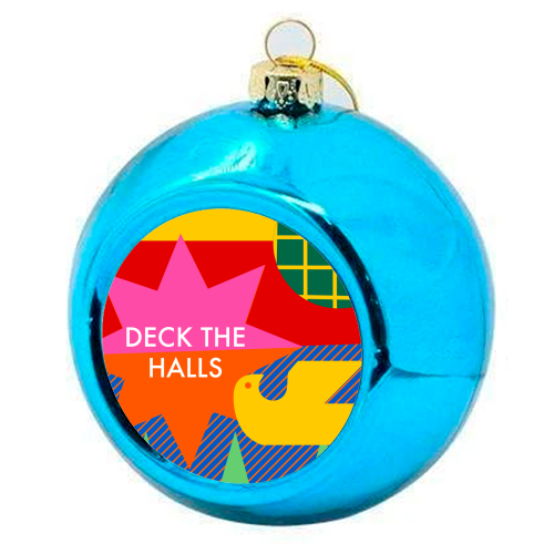 Deck the Halls Geometric Christmas Design - colourful christmas bauble by AbiGoLucky