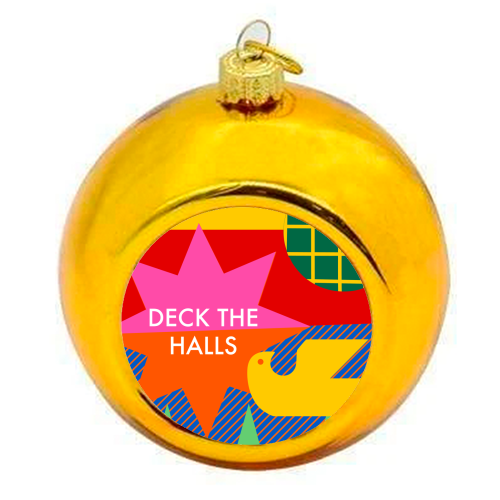 Deck the Halls Geometric Christmas Design - colourful christmas bauble by AbiGoLucky