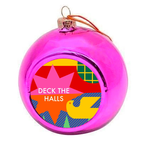 Deck the Halls Geometric Christmas Design - colourful christmas bauble by AbiGoLucky