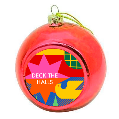 Deck the Halls Geometric Christmas Design - colourful christmas bauble by AbiGoLucky