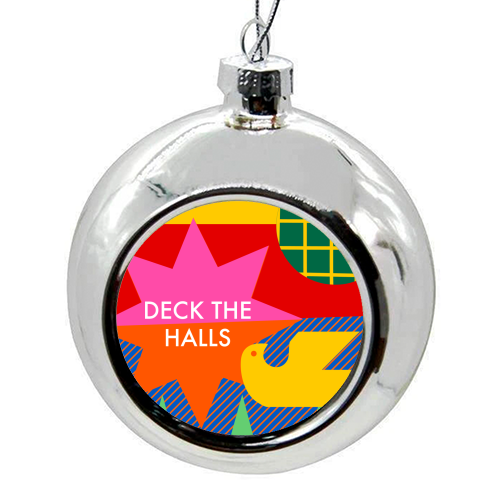 Deck the Halls Geometric Christmas Design - colourful christmas bauble by AbiGoLucky