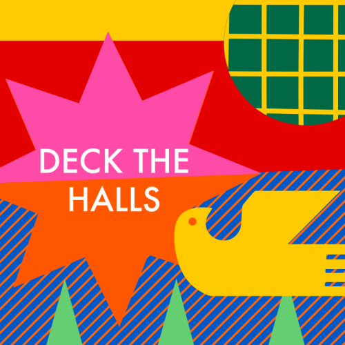 Deck the Halls Geometric Christmas Design - Die Cut Sticker by AbiGoLucky