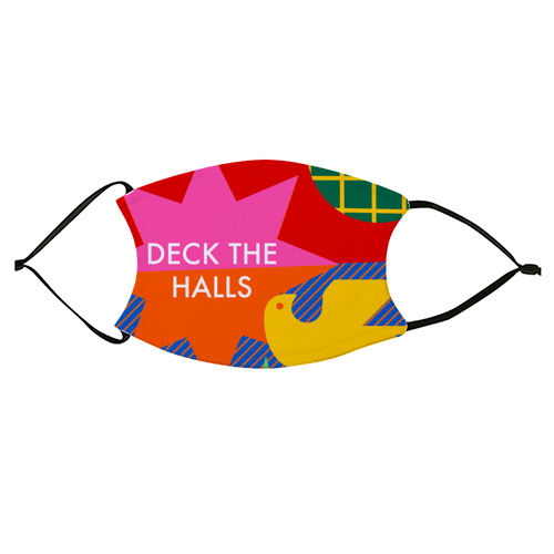 Deck the Halls Geometric Christmas Design - face cover mask by AbiGoLucky