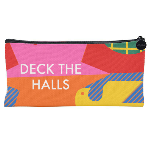 Deck the Halls Geometric Christmas Design - flat pencil case by AbiGoLucky