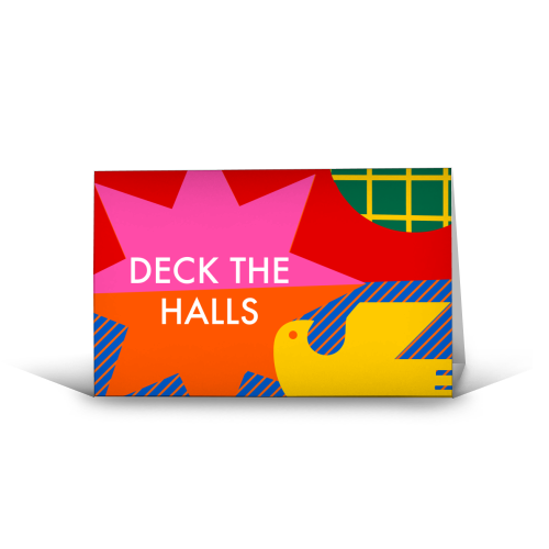 Deck the Halls Geometric Christmas Design - funny greeting card by AbiGoLucky