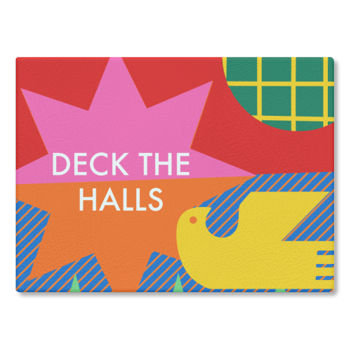 Deck the Halls Geometric Christmas Design - glass chopping board by AbiGoLucky