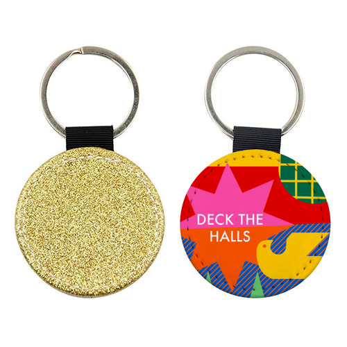 Deck the Halls Geometric Christmas Design - keyring by AbiGoLucky
