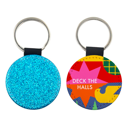 Deck the Halls Geometric Christmas Design - keyring by AbiGoLucky
