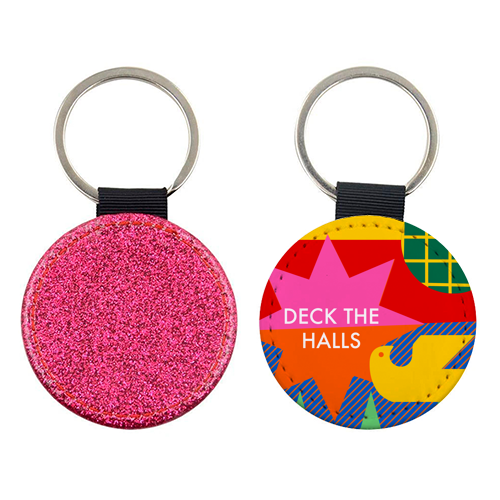 Deck the Halls Geometric Christmas Design - keyring by AbiGoLucky