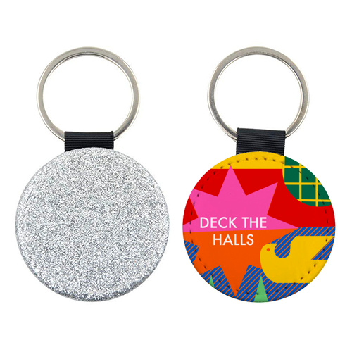 Deck the Halls Geometric Christmas Design - keyring by AbiGoLucky