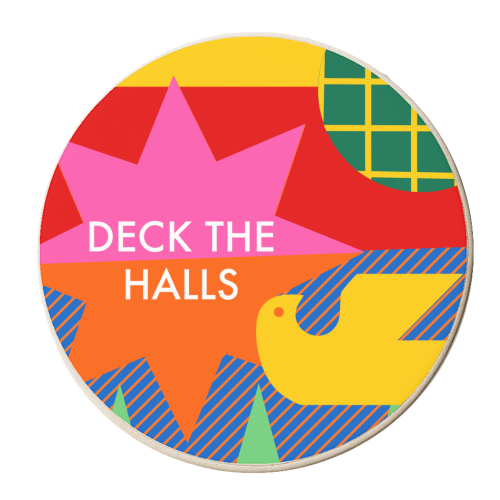 Deck the Halls Geometric Christmas Design - personalised beer coaster by AbiGoLucky