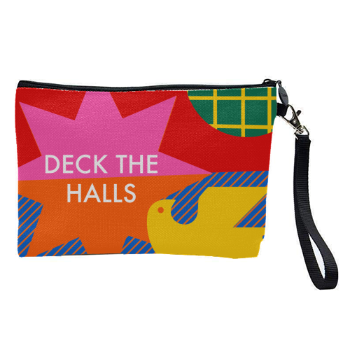 Deck the Halls Geometric Christmas Design - pretty makeup bag by AbiGoLucky