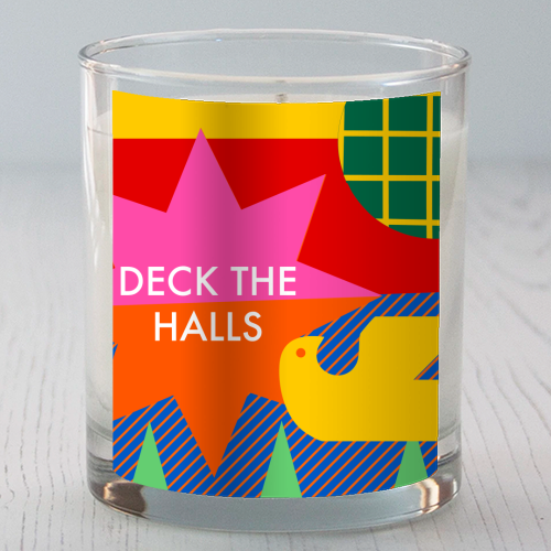 Deck the Halls Geometric Christmas Design - scented candle by AbiGoLucky