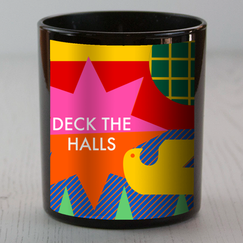 Deck the Halls Geometric Christmas Design - scented candle by AbiGoLucky