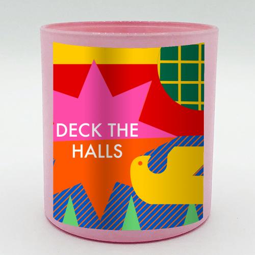 Deck the Halls Geometric Christmas Design - scented candle by AbiGoLucky