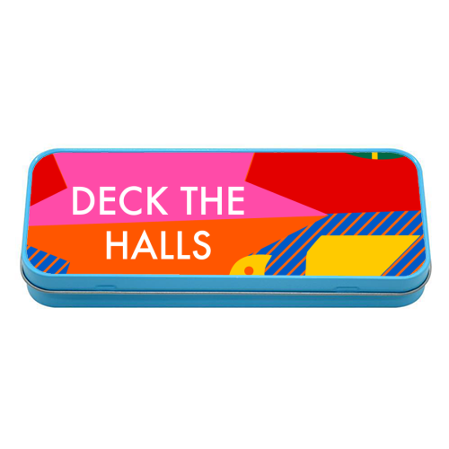 Deck the Halls Geometric Christmas Design - tin pencil case by AbiGoLucky