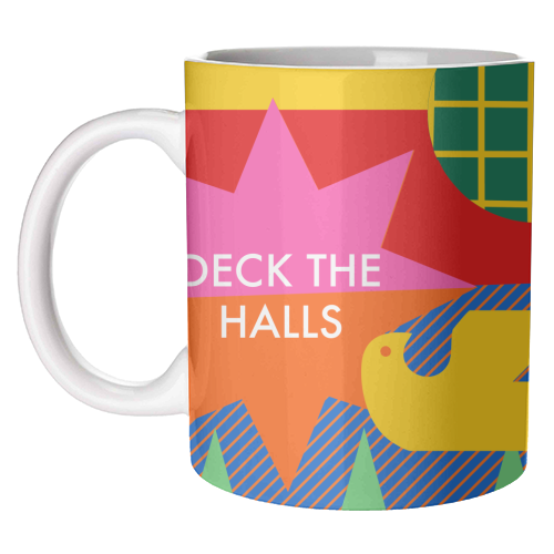 Deck the Halls Geometric Christmas Design - unique mug by AbiGoLucky