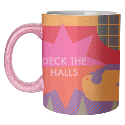 Deck the Halls Geometric Christmas Design - unique mug by AbiGoLucky