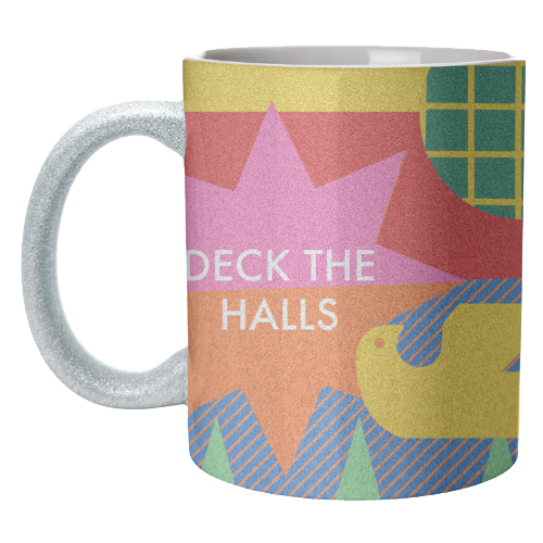 Deck the Halls Geometric Christmas Design - unique mug by AbiGoLucky