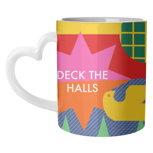Deck the Halls Geometric Christmas Design - unique mug by AbiGoLucky