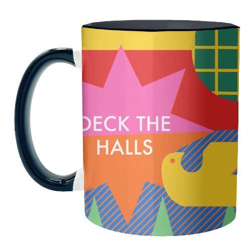 Deck the Halls Geometric Christmas Design - unique mug by AbiGoLucky