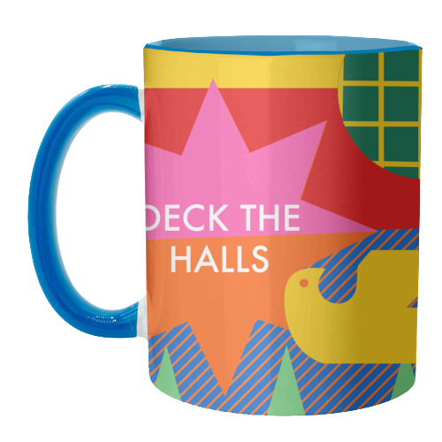 Deck the Halls Geometric Christmas Design - unique mug by AbiGoLucky