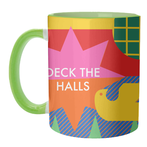 Deck the Halls Geometric Christmas Design - unique mug by AbiGoLucky