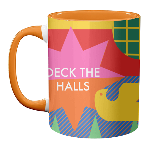 Deck the Halls Geometric Christmas Design - unique mug by AbiGoLucky