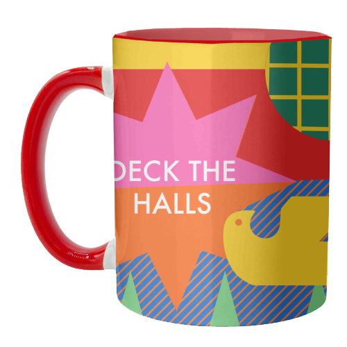 Deck the Halls Geometric Christmas Design - unique mug by AbiGoLucky