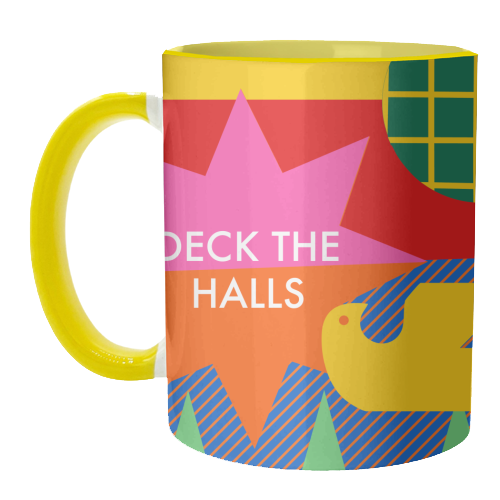 Deck the Halls Geometric Christmas Design - unique mug by AbiGoLucky