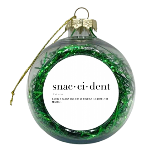Definition Snaccident - xmas bauble by Toni Scott