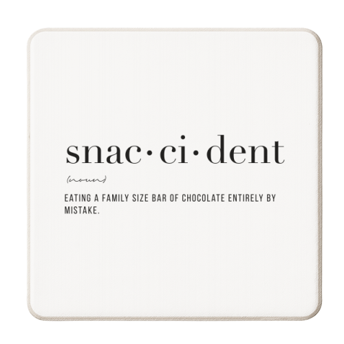 Definition Snaccident - personalised beer coaster by Toni Scott