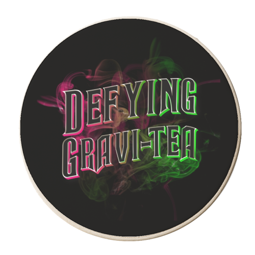 Defying Gravi-tea print - personalised beer coaster by The Girl Next Draw
