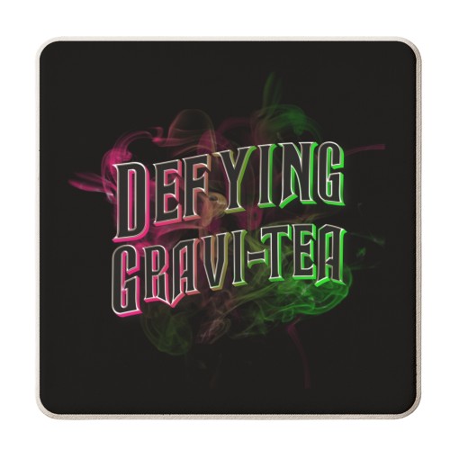 Defying Gravi-tea print - personalised beer coaster by The Girl Next Draw